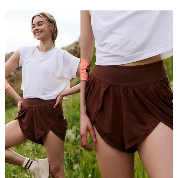FP Movement by Free People Pants - FP Movement by Free People Find Your Flow Shorts argon oil brown XS new nwt